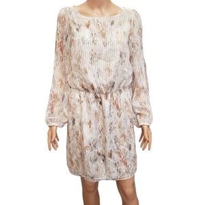 White House Black Market Sheer Stripe Split Long Sleeve Dress